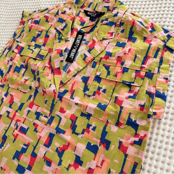 Velvet Heart Mosaic Multicolor Abstract Shirt - NWT szS - Picture 5 of 5